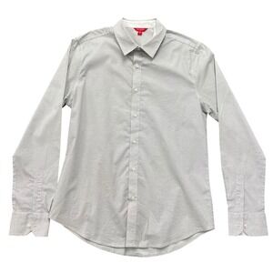 Guess Los Angeles Men Medium White Black Geometric Micro Print Button Down Shirt